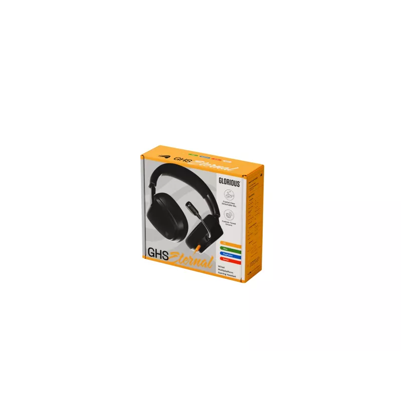 Glorious Gaming Glorious GHS Eternal - headset gaming estéreo para PC, PS5, PS4, Xbox, Switch - drivers angulares com afinação individual, microfone removível ajustável e cristalino, 3,5 mm - robusto, conforto para todo o dia e noite - preto