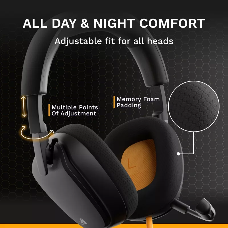 Glorious Gaming Glorious GHS Eternal - headset gaming estéreo para PC, PS5, PS4, Xbox, Switch - drivers angulares com afinação individual, microfone removível ajustável e cristalino, 3,5 mm - robusto, conforto para todo o dia e noite - preto