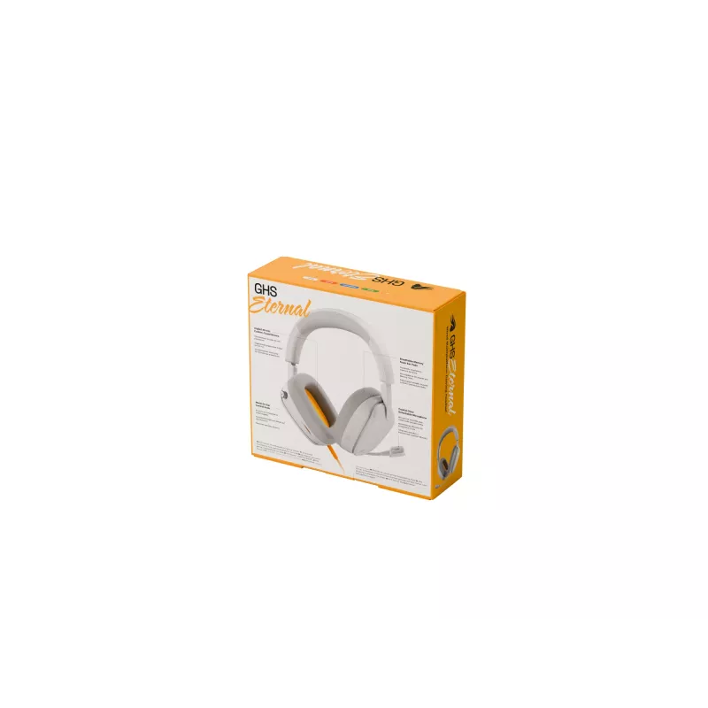 Glorious Gaming Glorious GHS Eternal - headset gaming estéreo para PC, PS5, PS4, Xbox, Switch - drivers angulares com afinação especial, microfone removível ajustável e cristalino, 3,5 mm - durável, conforto para todo o dia e noite - branco