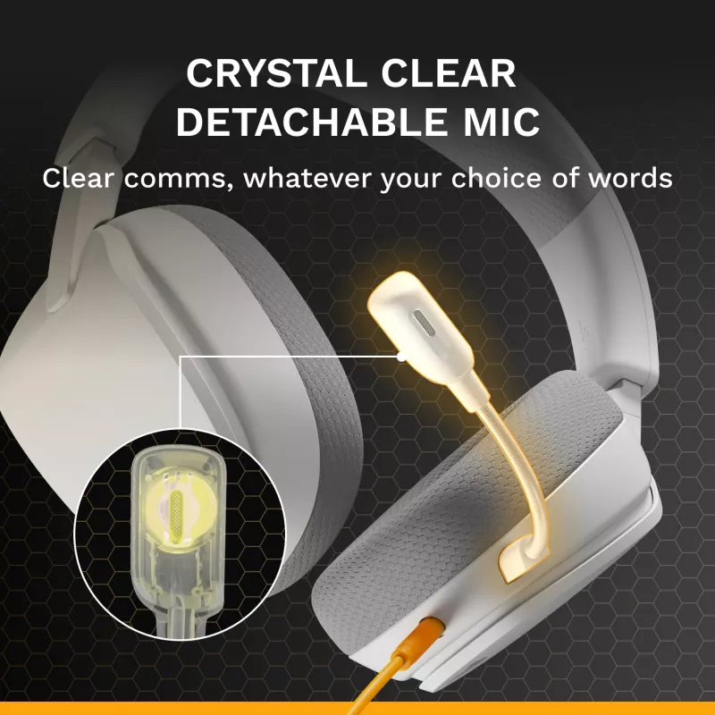 Glorious Gaming Glorious GHS Eternal - headset gaming estéreo para PC, PS5, PS4, Xbox, Switch - drivers angulares com afinação especial, microfone removível ajustável e cristalino, 3,5 mm - durável, conforto para todo o dia e noite - branco