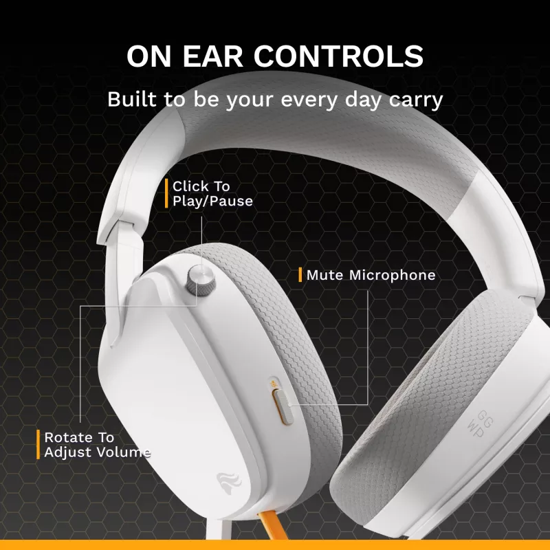 Glorious Gaming Glorious GHS Eternal - headset gaming estéreo para PC, PS5, PS4, Xbox, Switch - drivers angulares com afinação especial, microfone removível ajustável e cristalino, 3,5 mm - durável, conforto para todo o dia e noite - branco