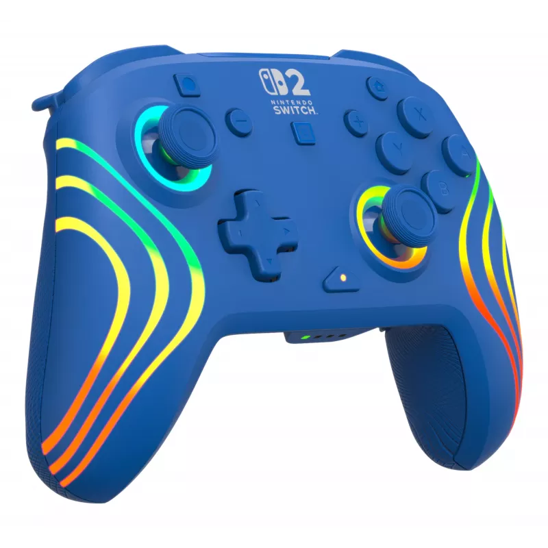 Comando com fios e sem fios Turtle Beach Afterglow Wave Blue para Nintendo Switch 2 – Bluetooth/USB-C, RGB, bateria integrada de 20 horas, cabo de 3 m