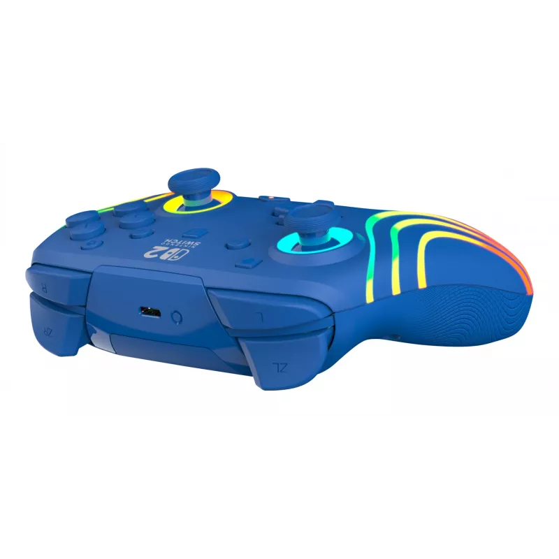 Comando com fios e sem fios Turtle Beach Afterglow Wave Blue para Nintendo Switch 2 – Bluetooth/USB-C, RGB, bateria integrada de 20 horas, cabo de 3 m