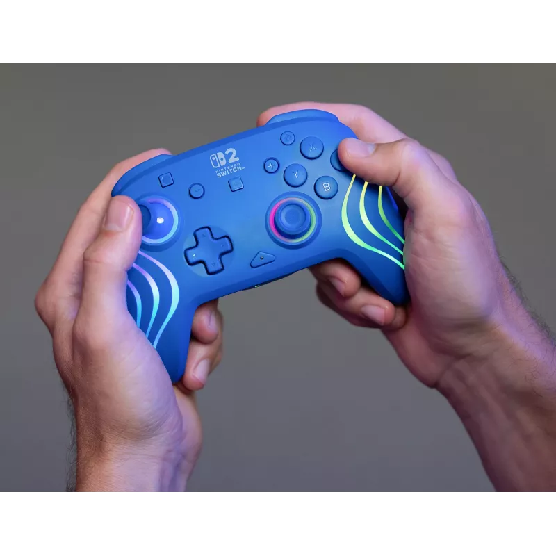 Comando com fios e sem fios Turtle Beach Afterglow Wave Blue para Nintendo Switch 2 – Bluetooth/USB-C, RGB, bateria integrada de 20 horas, cabo de 3 m