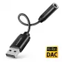 Axagon ADA-HA adaptador de áudio USB-A para jack de 3,5 mm Hi-Res DAC, 384 kHz/32 Bit, estéreo