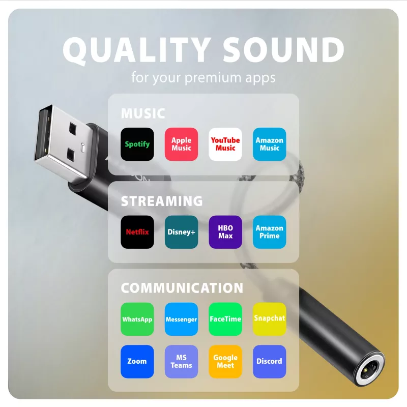 Axagon ADA-HA adaptador de áudio USB-A para jack de 3,5 mm Hi-Res DAC, 384 kHz/32 Bit, estéreo