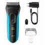 Máquina de barbear elétrica BRAUN Series 3 3040 recarregável preto/azul, modelo 3040