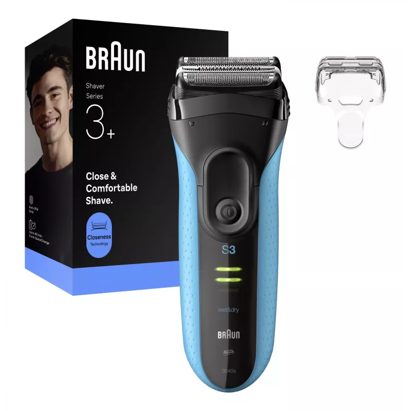 Máquina de barbear elétrica BRAUN Series 3 3040 recarregável preto/azul, modelo 3040
