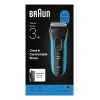 Máquina de barbear elétrica BRAUN Series 3 3040 recarregável preto/azul, modelo 3040