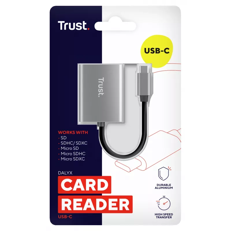 Leitor de cartões Trust 24136 USB 3.2 Gen 1 (3.1 Gen 1) Type-C alumínio