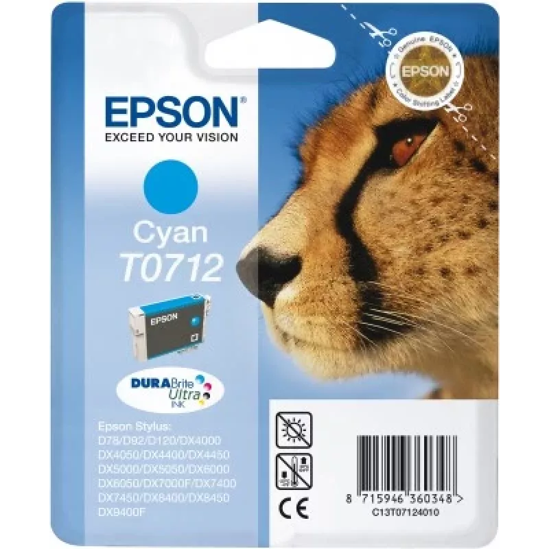 Epson Cheetah embalagem individual ciano T0712 tinta DURABrite Ultra