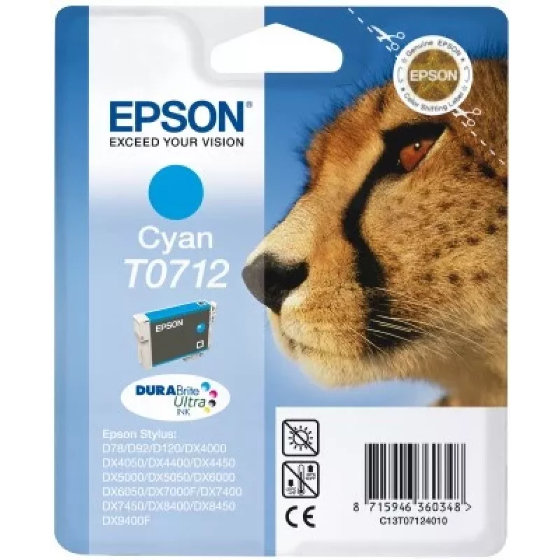 Epson Cheetah embalagem individual ciano T0712 tinta DURABrite Ultra