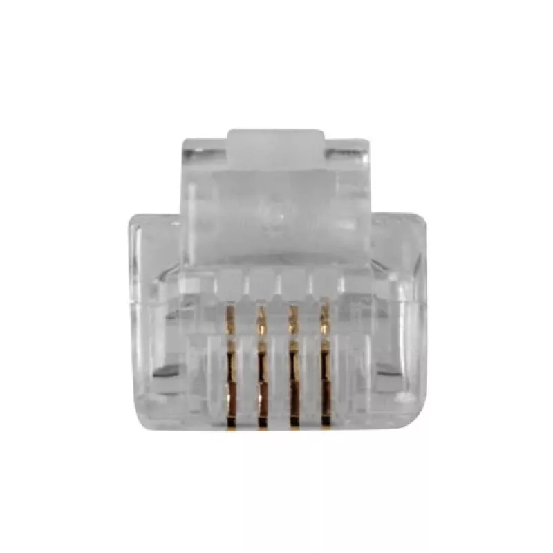 Conector modular ACT RJ11 (6P/4C) para cabo redondo com condutores maciços