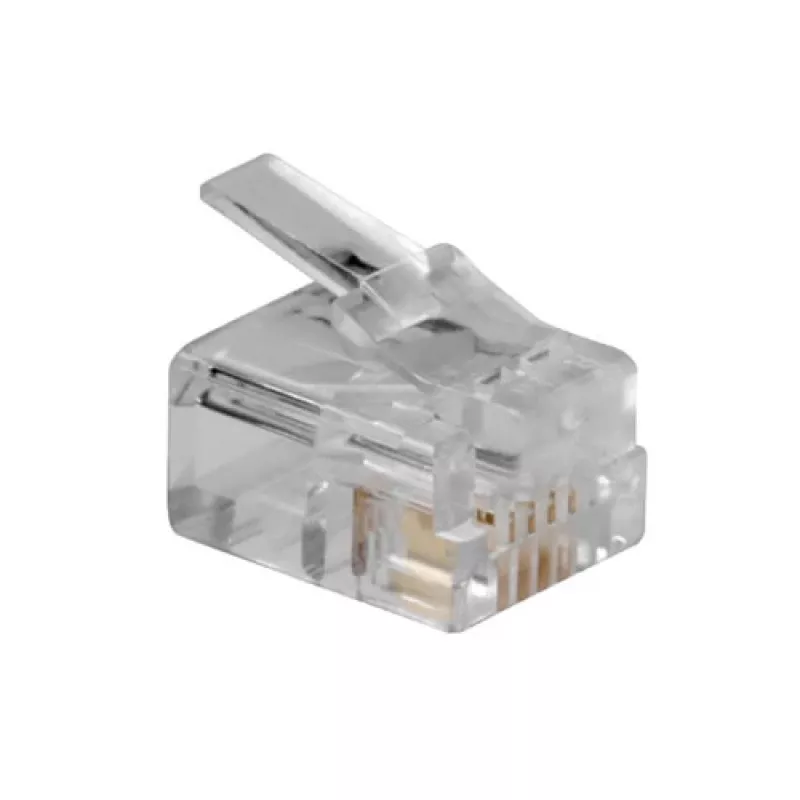 Conector modular ACT RJ11 (6P/4C) para cabo redondo com condutores maciços