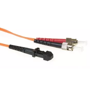 Cabo de patch de fibra ótica ACT 2 m LSZH multimodo 62,5/125 OM1 duplex com conectores MTRJ e ST