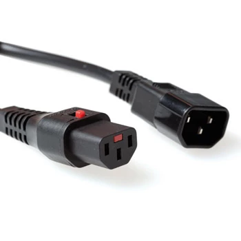 Cabo de alimentação ACT C13 IEC Lock C14 preto 1 m PC1024 230 V 10 A