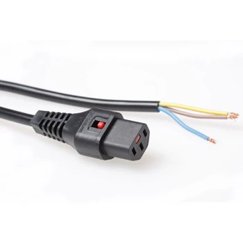 Cabo de alimentação ACT C13 IEC Lock extremidade aberta preto 2 m PC1025 230 V 10 A