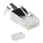 Conector modular blindado ACT RJ45 (8P/8C) CAT6A para cabo redondo com condutores rígidos ou flexíveis
