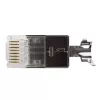 Conector modular blindado ACT RJ45 (8P/8C) CAT6A para cabo redondo com condutores rígidos ou flexíveis