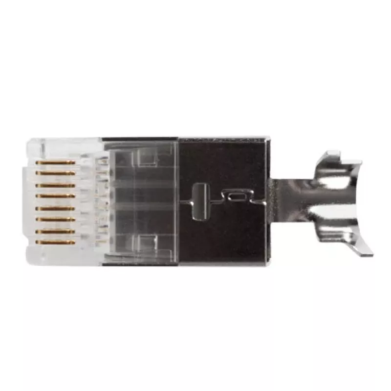 Conector modular blindado ACT RJ45 (8P/8C) CAT6A para cabo redondo com condutores rígidos ou flexíveis