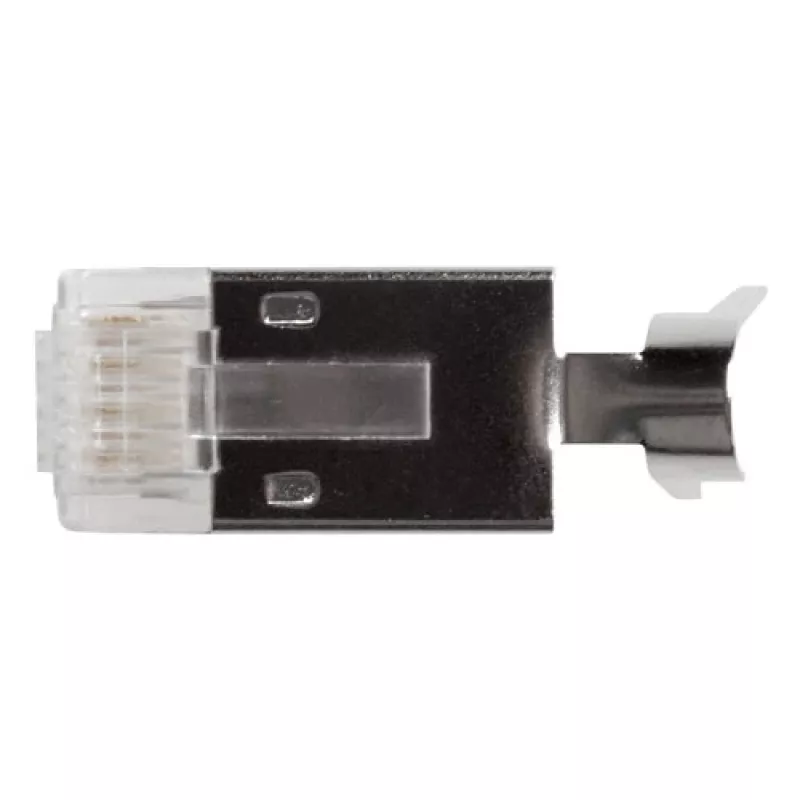 Conector modular blindado ACT RJ45 (8P/8C) CAT6A para cabo redondo com condutores rígidos ou flexíveis