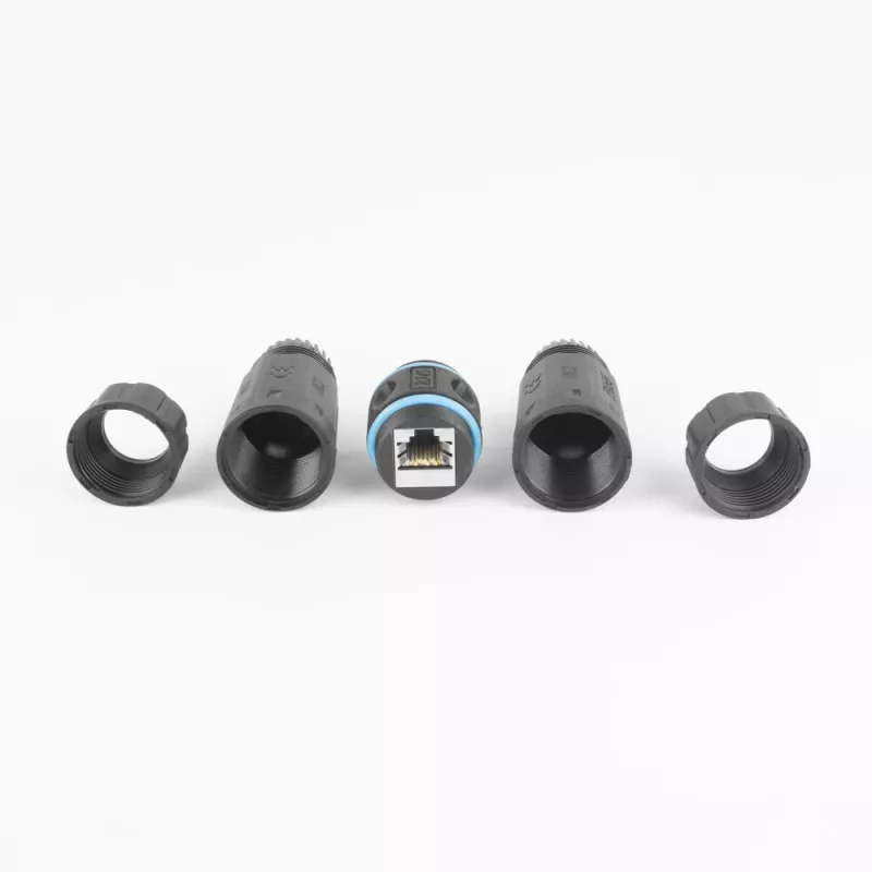 Conector fêmea ACT CAT6A blindado exterior IP68 RJ45 SD6522, conector fêmea Ethernet inline Cat6A blindado