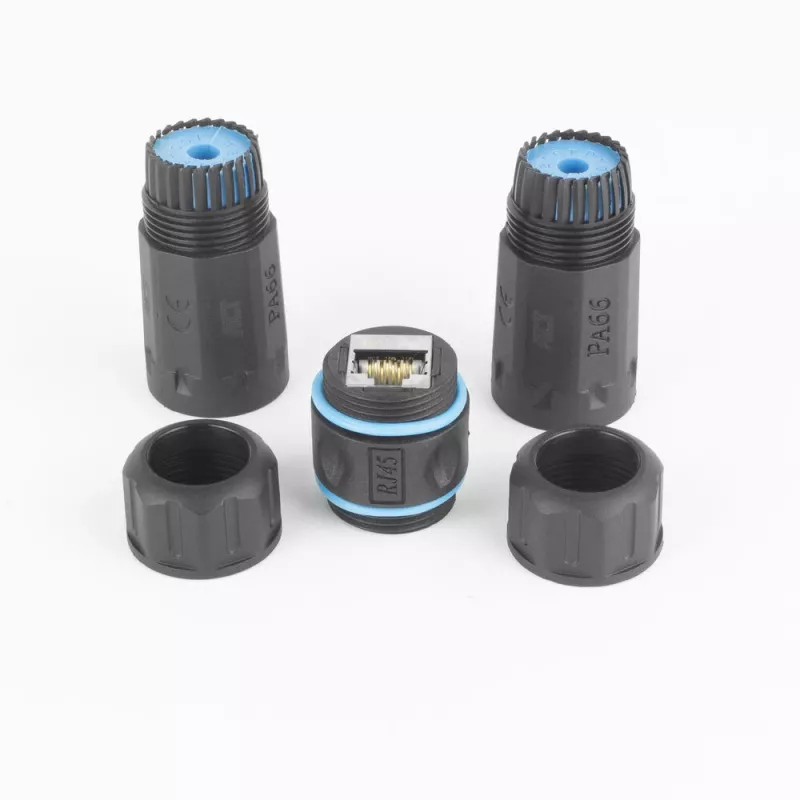 Conector fêmea ACT CAT6A blindado exterior IP68 RJ45 SD6522, conector fêmea Ethernet inline Cat6A blindado