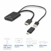 Adaptador ACT HDMI para conector fêmea USB Type-C, 4K@60Hz. Comprimento do cabo: 0,25 m, Ligação 1: USB Type-C, Ligação 2: HDMI + USB. Quantidade por embalagem: 1 unid.