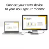 Adaptador ACT HDMI para conector fêmea USB Type-C, 4K@60Hz. Comprimento do cabo: 0,25 m, Ligação 1: USB Type-C, Ligação 2: HDMI + USB. Quantidade por embalagem: 1 unid.