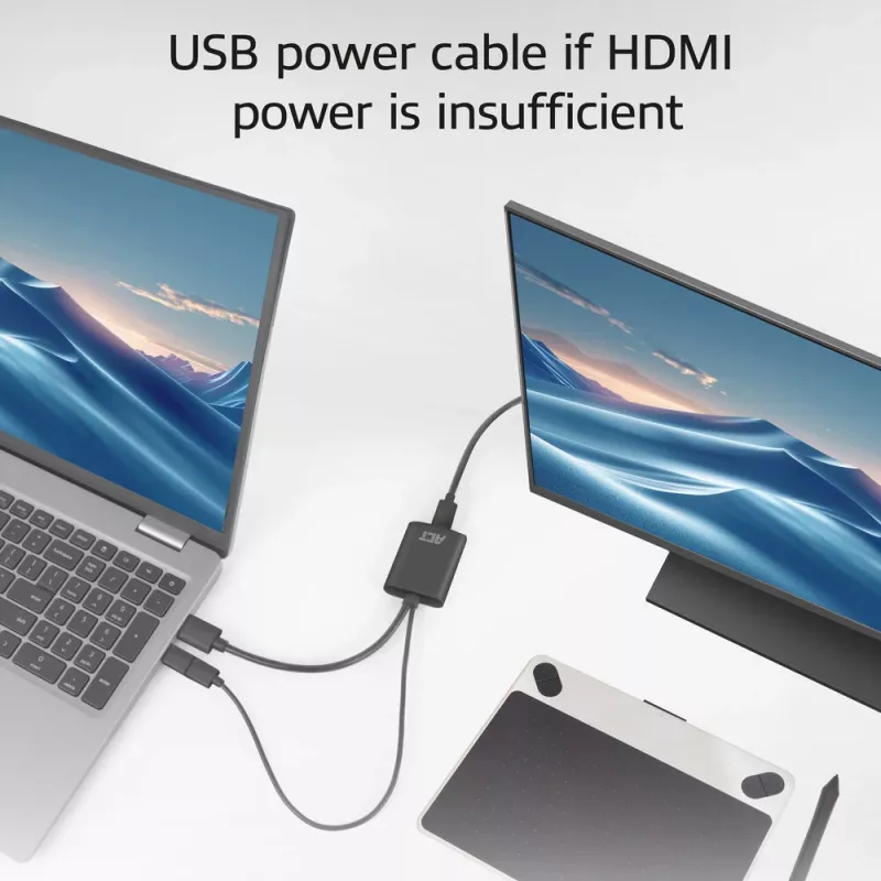 Adaptador ACT HDMI para conector fêmea USB Type-C, 4K@60Hz. Comprimento do cabo: 0,25 m, Ligação 1: USB Type-C, Ligação 2: HDMI + USB. Quantidade por embalagem: 1 unid.