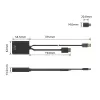 Adaptador ACT HDMI para conector fêmea USB Type-C, 4K@60Hz. Comprimento do cabo: 0,25 m, Ligação 1: USB Type-C, Ligação 2: HDMI + USB. Quantidade por embalagem: 1 unid.