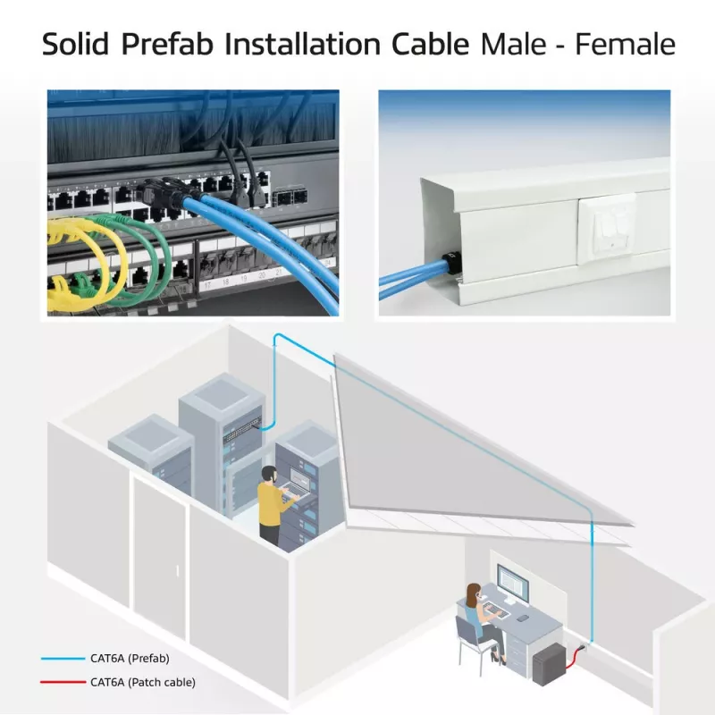 ACT CAT6A S/FTP B2ca PoE++ 100W cabo de instalação sólido pré-montado com ficha RJ45–conector fêmea, 55 m (FB0155)