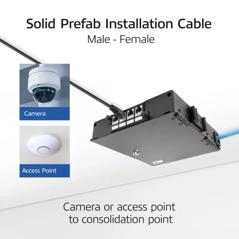 ACT CAT6A S/FTP B2ca PoE++ 100W cabo de instalação sólido pré-montado FB0175