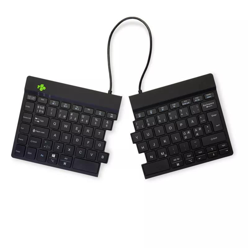 R-Go Tools teclado ergonómico R-Go Split Break com software de pausas, teclado dividido ergonómico, QWERTY (NÓRDICO), Bluetooth, preto