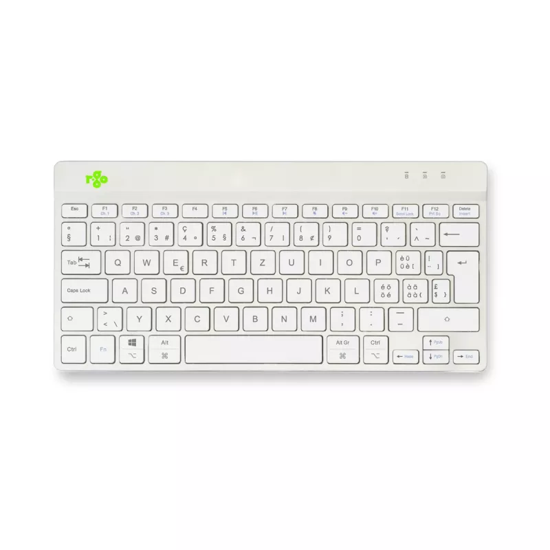 R-Go Tools teclado ergonómico R-Go Compact Break, teclado compacto com software de pausas, QWERTZ (CH), Bluetooth, branco