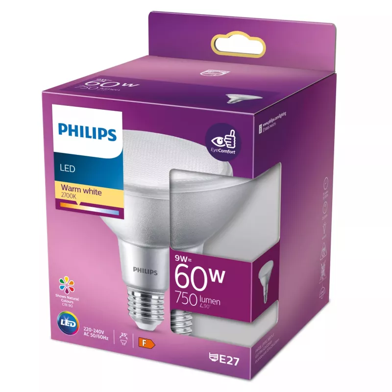 Lâmpada refletora Philips PAR38 9W (equivalente a 60W) E27 750 lm 2700K CRI90 25°