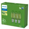 Philips Filament Candle Clear 40 W B35 E14 x3, 2,3 W, 40 W, E14, 485 lm, 50000 h, branco quente