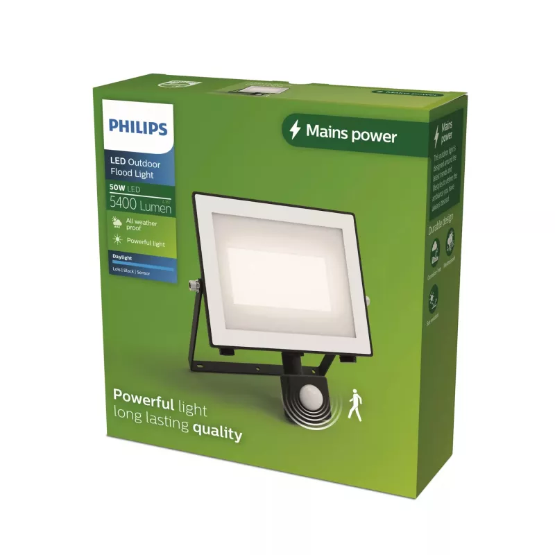 Aplique de parede exterior Philips Lois 50W LED, preto, caixa metálica, LED não substituível, 220–240V
