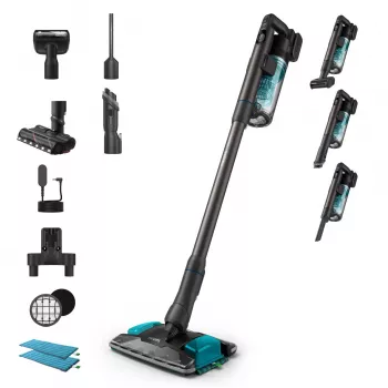 Aspirador vertical 2-em-1 Philips XC8155/01 — a bateria, limpeza a seco e húmido sem saco, 25,2 V, depósito de pó 0,6 l, azul