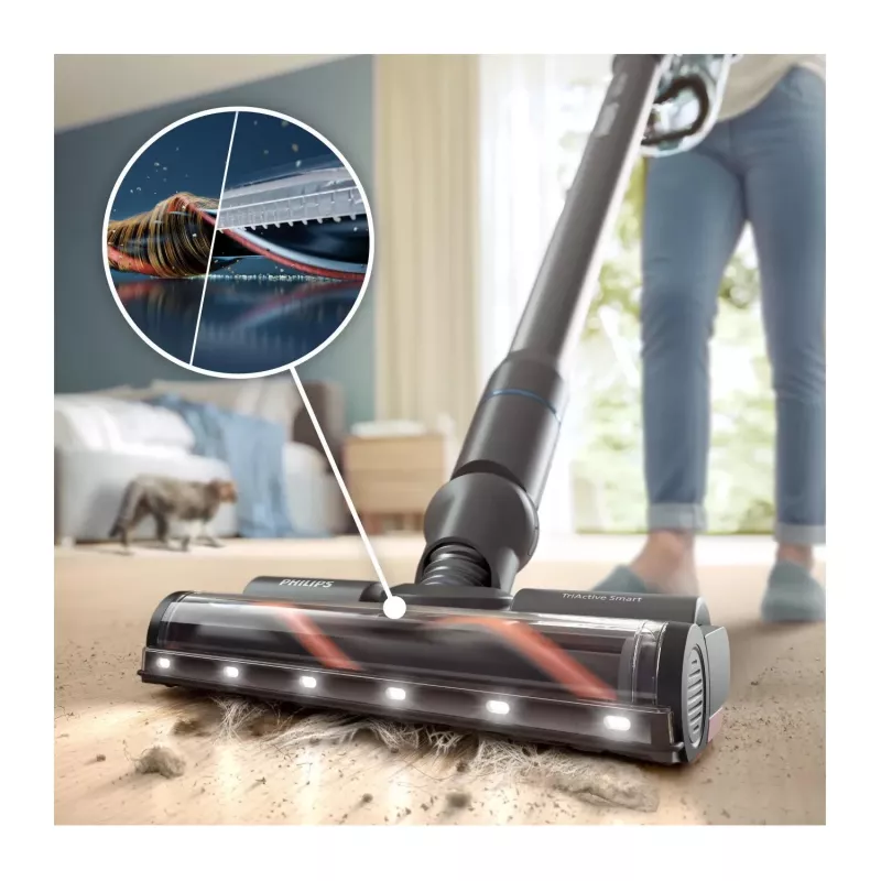 Aspirador vertical 2-em-1 Philips XC8155/01 — a bateria, limpeza a seco e húmido sem saco, 25,2 V, depósito de pó 0,6 l, azul
