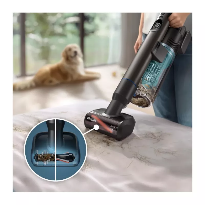 Aspirador vertical 2-em-1 Philips XC8155/01 — a bateria, limpeza a seco e húmido sem saco, 25,2 V, depósito de pó 0,6 l, azul