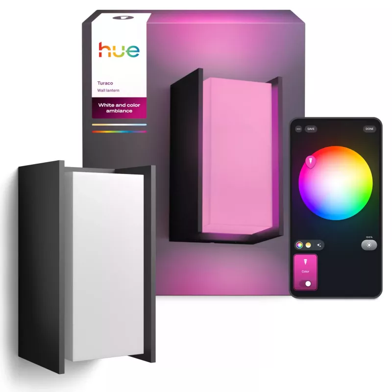 Aplique de parede exterior Signify Philips Hue Turaco — White & Colour Ambience, antracite, Bluetooth/Zigbee, alumínio