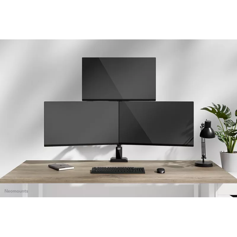 Braço de monitor triplo Neomounts DS60-600BL2-1 25,4–81,3 cm (10–32 polegadas), fixação à mesa/passagem pela mesa, 9 kg, 25,4 cm (10 polegadas), 81,3 cm (32 polegadas), 100 x 100 mm, preto