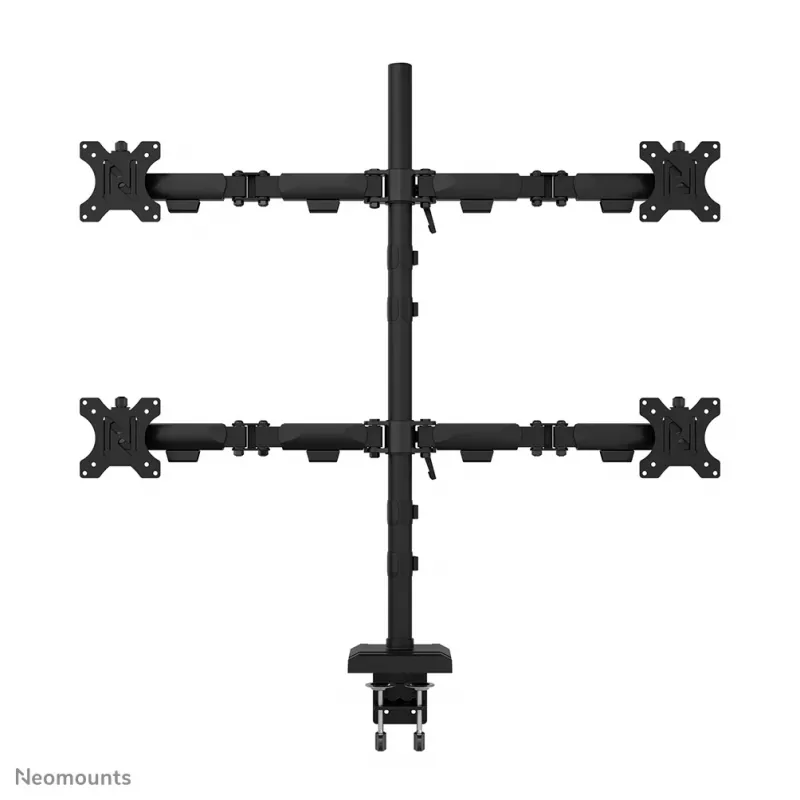 Braço de monitor quádruplo Neomounts DS60-600BL2-2 para ecrãs de 10–32 polegadas, VESA 75x75–100x100, capacidade máx. 8 kg, fixação/passagem pela mesa, preto