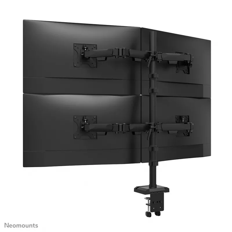 Braço de monitor quádruplo Neomounts DS60-600BL2-2 para ecrãs de 10–32 polegadas, VESA 75x75–100x100, capacidade máx. 8 kg, fixação/passagem pela mesa, preto