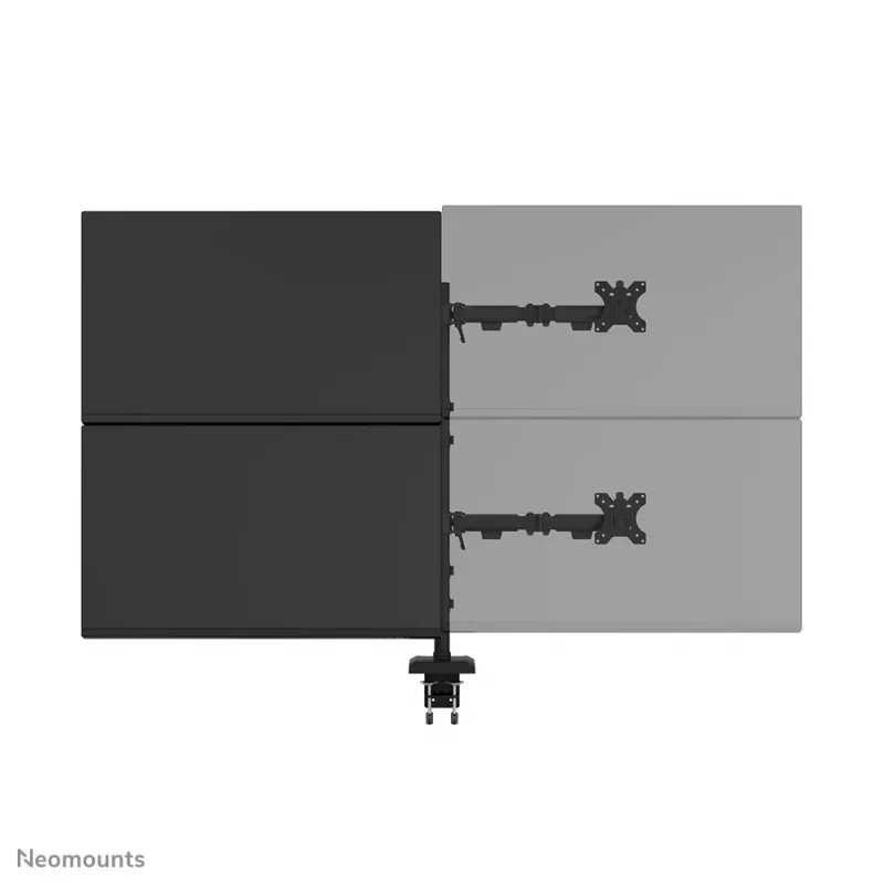 Braço de monitor quádruplo Neomounts DS60-600BL2-2 para ecrãs de 10–32 polegadas, VESA 75x75–100x100, capacidade máx. 8 kg, fixação/passagem pela mesa, preto