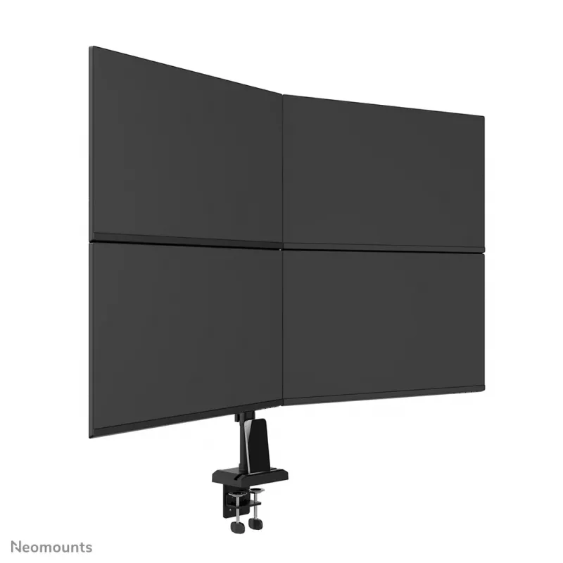 Braço de monitor quádruplo Neomounts DS60-600BL2-2 para ecrãs de 10–32 polegadas, VESA 75x75–100x100, capacidade máx. 8 kg, fixação/passagem pela mesa, preto