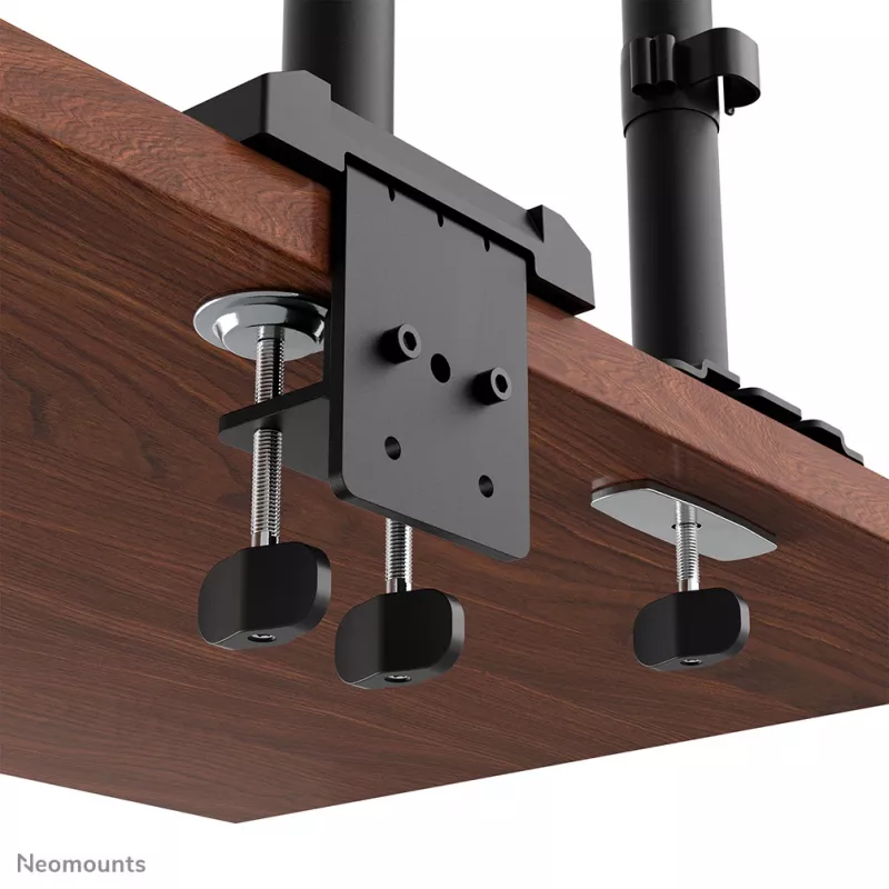 Braço de monitor quádruplo Neomounts DS60-600BL2-2 para ecrãs de 10–32 polegadas, VESA 75x75–100x100, capacidade máx. 8 kg, fixação/passagem pela mesa, preto