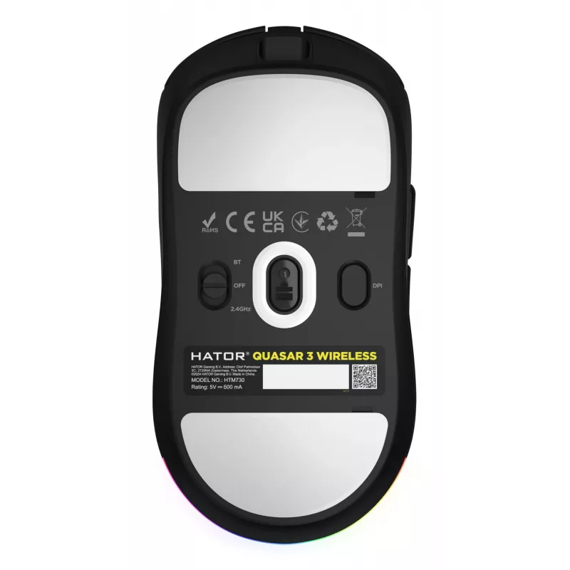 Rato gaming HATOR Quasar 3 Wireless ambidestro RF Wireless + Bluetooth + USB Type-A ótico 12000 DPI