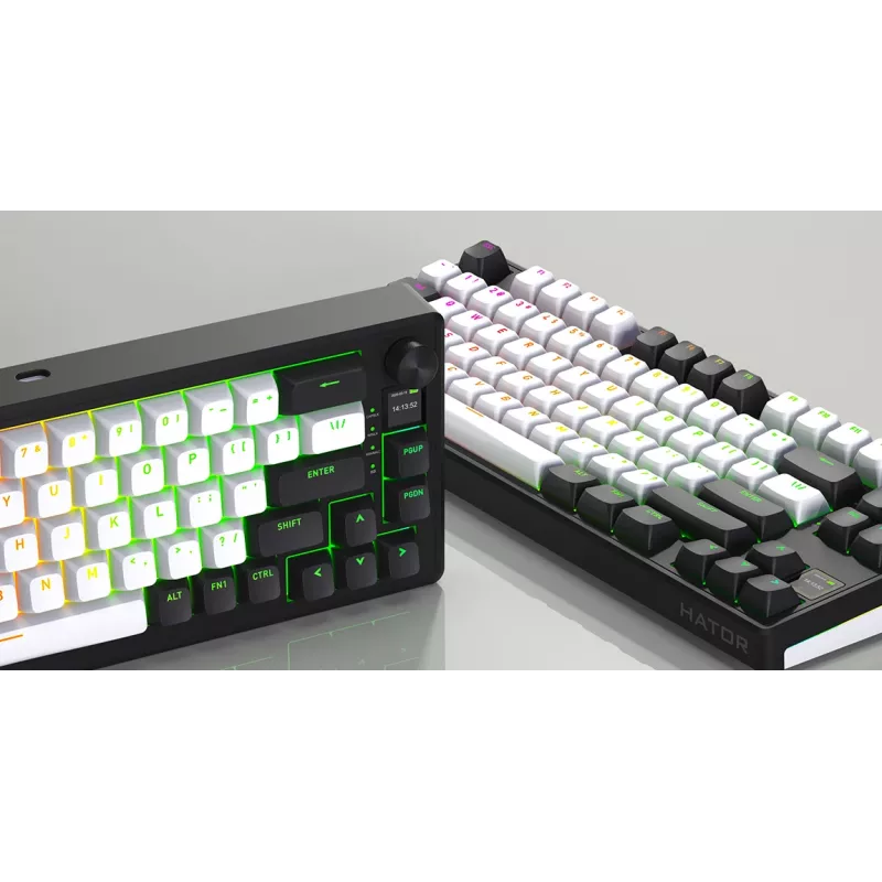 Teclado gaming sem fios HATOR Skyfall 80 MAG ULTIMA 8K USB + RF Wireless + Bluetooth QWERTY US English preto, branco